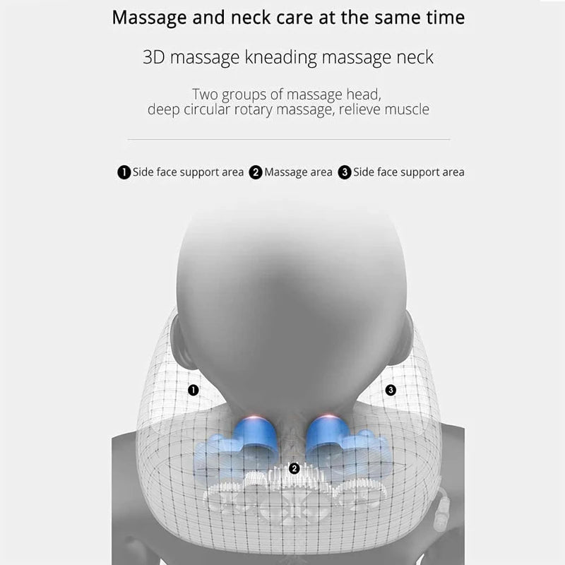 Travesseiro massageador elétrico multifuncional portátil em forma de U para pescoço, ombro, cervical, ar livre, casa, carro, massageador relaxante